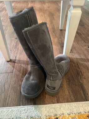 UGG Tall Classic Suede Boots in Grey